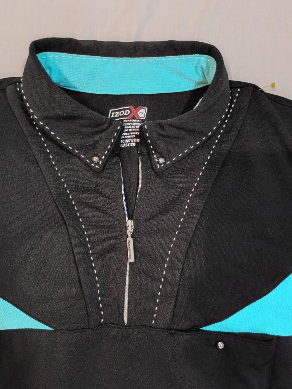 IZOD PFX/Top/Womens L/Black Blue/Golf Sleeveless Zip Front Athleisure Performanc - Picture 3 of 8